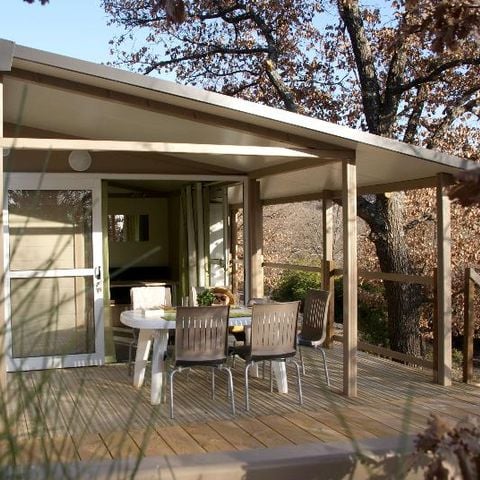 CHALET 5 personas - 28m² COMFORT 2 habitaciones + terraza semicubierta