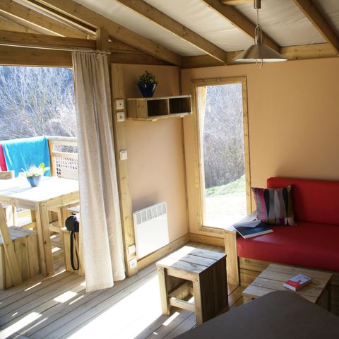 Bungalowzelt 5 personen - Sweet Flower 32m² PREMIUM 2 Schlafzimmer + überdachte Terrasse