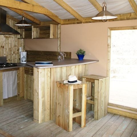 Glamping tent 5 persons - Sweet Flower 32m² PREMIUM 2 bedrooms + covered terrace