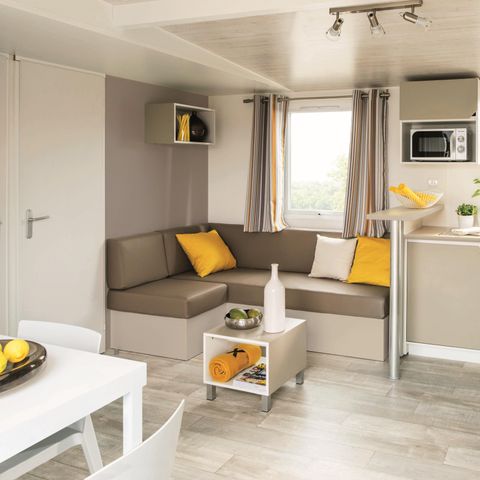 Mobilheim 6 personen - HomeFlower 35m² PREMIUM 3 Schlafzimmer + halbüberdachte Terrasse + TV + Klimaanlage