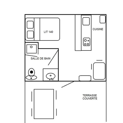 Studio 2 personnes - Studio Non classé 18m² CONFORT 1 chambre + terrasse semi-couverte
