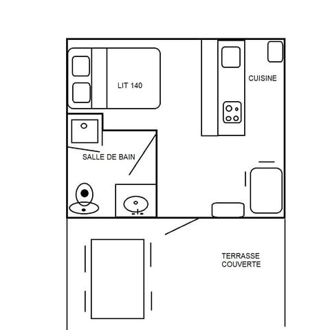Studio 2 persons - Studio Unclassified 18m² COMFORT 1 bedroom + semi-covered terrace