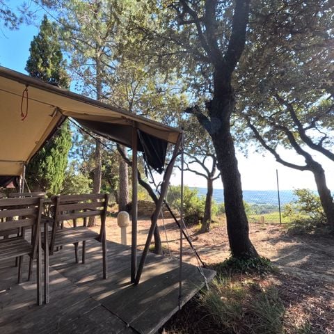 Tente en toile et en bois 4 personnes - Tente Lodge Aventure - 2 chambres