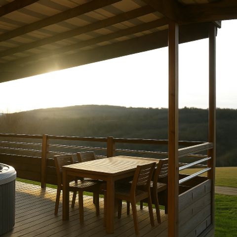 BUNGALOW 6 personnes - Mobil-home EXCLUSIF - 3 chambres - Jacuzzi & Vue Vallée