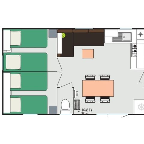 MOBILHOME 8 personas - Ocio 8 personas 3 habitaciones 30 m².