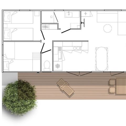 Mobile home 6 persons - Premium 6 people 3 bedrooms 2 bathrooms 40m