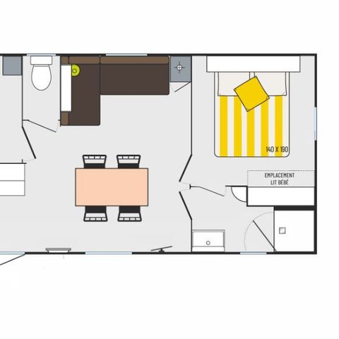 STACARAVAN 7 personen - Stacaravan Evasion 7 slaapplaatsen, 2 slaapkamers, 30 m².