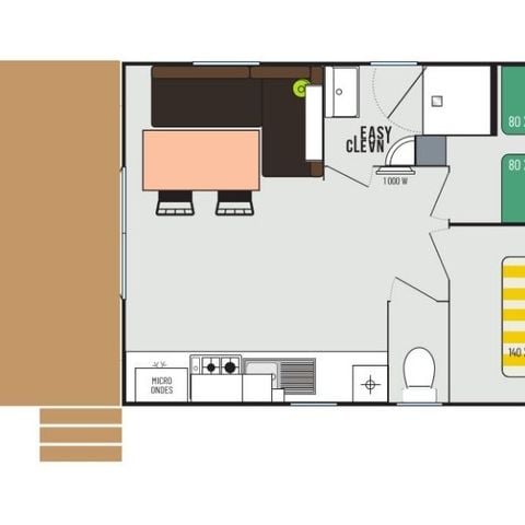 Mobile home 5 persons - ‘Évasion’ sleeps 5 - 2 bedrooms - 23m²