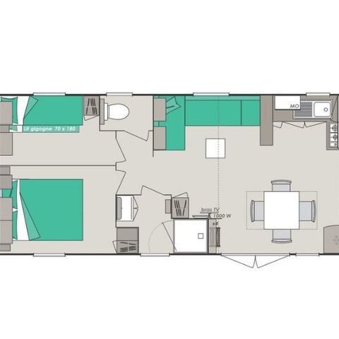 Mobilhome 8 personnes - Loisir+ - 4 chambres - 37m²