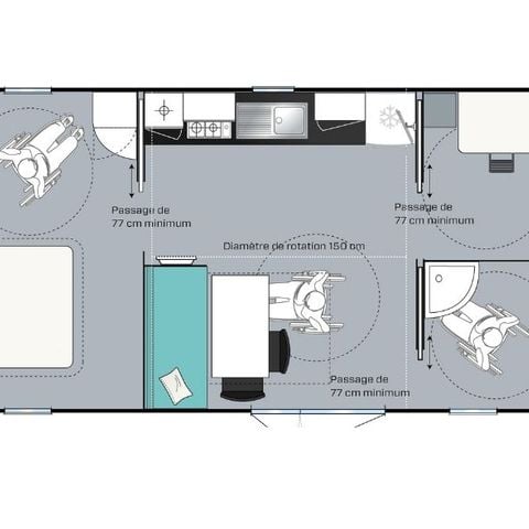 Mobilhome 4 personnes - Cocoon 4 personnes 2 chambres PMR 30m²