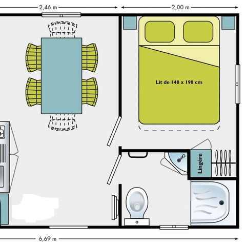 Stacaravan 5 personen - Eco 2 slaapkamers, 5 personen