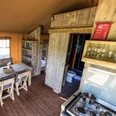 Tienda de lona y madera 4 personas - Safaritent con baño + WC