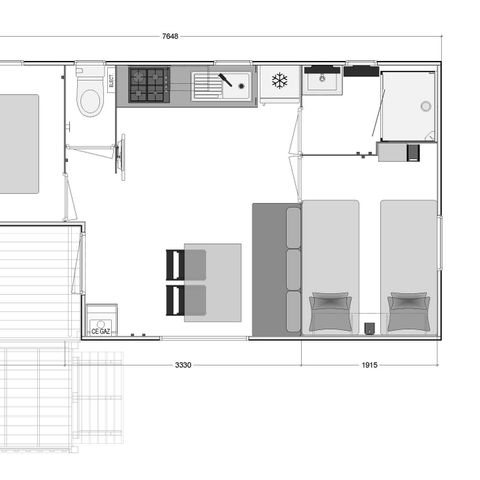 MOBILHOME 4 personnes - Mobil-Home Malaga terrasse semi couverte 2 chambres