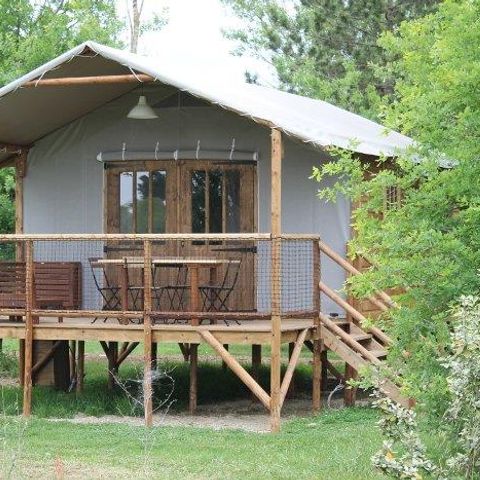 Tente en toile et en bois 4 personnes - Cabane Lodge (insolite 2017)