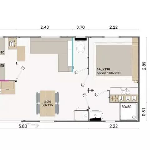 STACARAVAN 4 personen - Lodge Rivage 3 Kamers 4 Personen Airconditioning