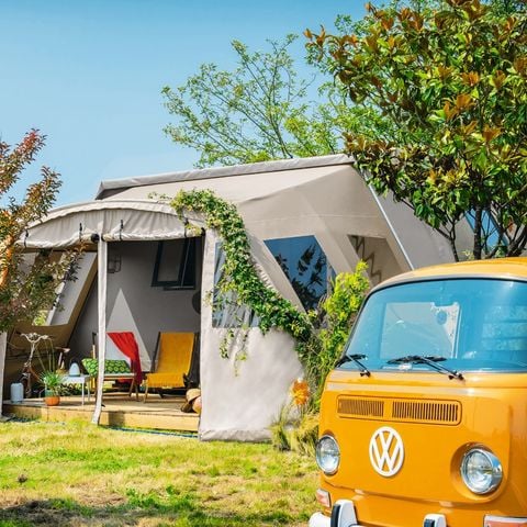 Safarizelt 4 Personen - Coco Chrono 20m² - 2 Zimmer mit Sanitäranlagen 1/4 pers.