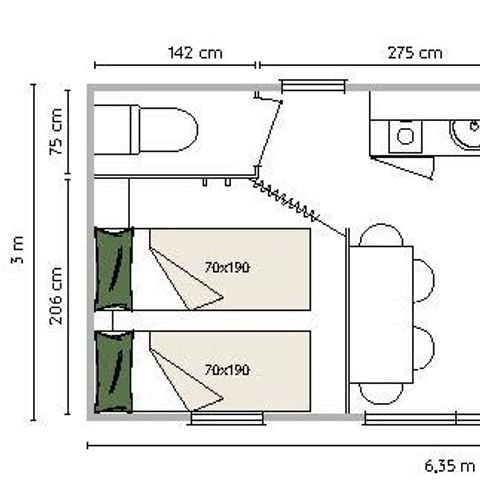Tente en toile et en bois 4 personnes - Coco Salle d'O AVEC Sanitaire