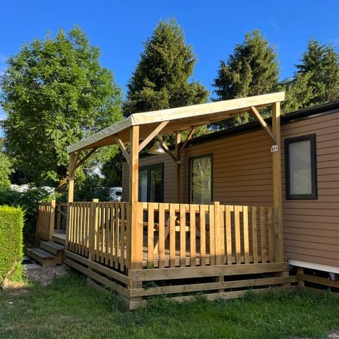 Bungalow 5 personen - Eiche 28 m² mit halbüberdachter Holzterrasse