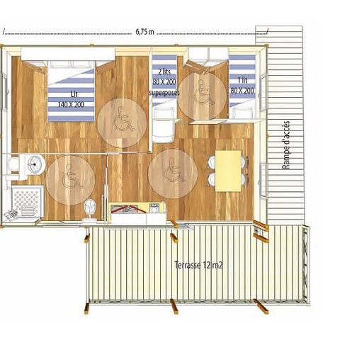 Chalet 5 personen - SAMOA (PMR - geeignet für Menschen mit eingeschränkter Mobilität)