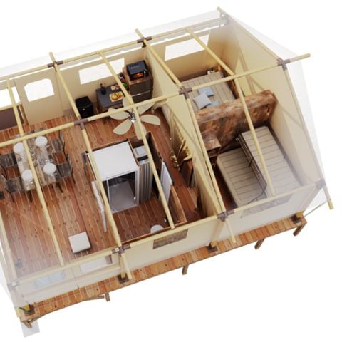 CANVAS AND WOOD TENT 5 people - Lodge tent KENYA on stilts