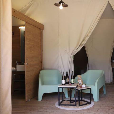 Tente en toile et en bois 6 personnes - Tente Lodge 3ch 6 pers