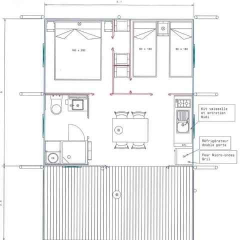 Tente en toile et en bois 4 personnes - Tente Lodge 2 ch 4 pers