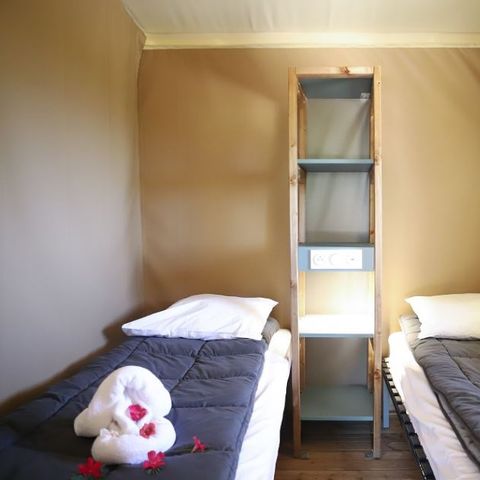 Tente en toile et en bois 4 personnes - Tente Lodge 2 ch 4 pers