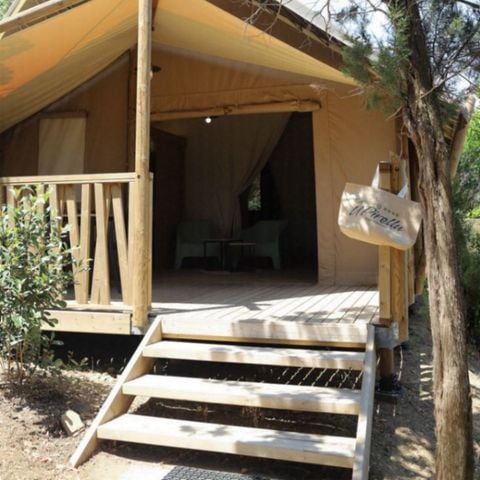 Tente en toile et en bois 4 personnes - Tente Lodge 2 ch 4 pers