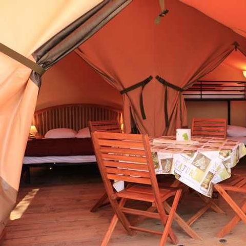 Tente en toile et en bois 5 personnes - Tente Lodge VICTORIA - 2 chambres
