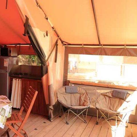 Tente en toile et en bois 5 personnes - Tente Lodge VICTORIA - 2 chambres
