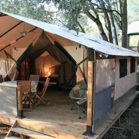 Tente en toile et en bois 5 personnes - Tente Lodge VICTORIA - 2 chambres