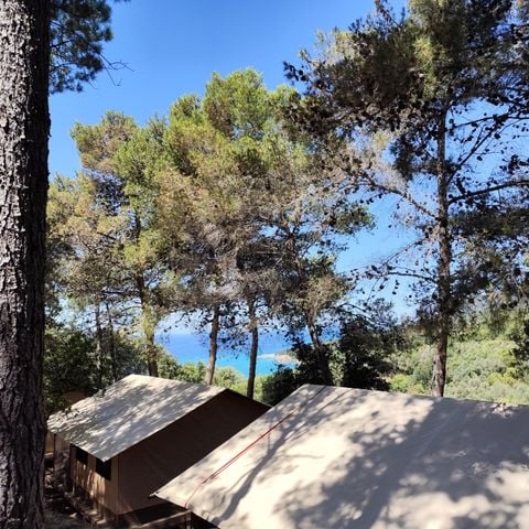 Tente en toile et en bois 5 personnes - Tente Lodge VICTORIA - 2 chambres