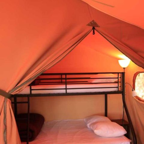 Tente en toile et en bois 5 personnes - Tente Lodge VICTORIA - 2 chambres