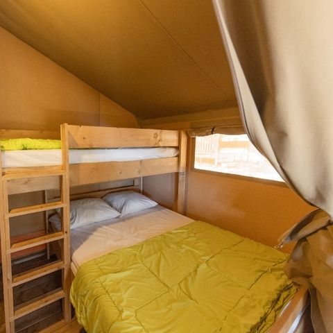 Tente en toile et en bois 5 personnes - Tente Lodge sans salle de bain