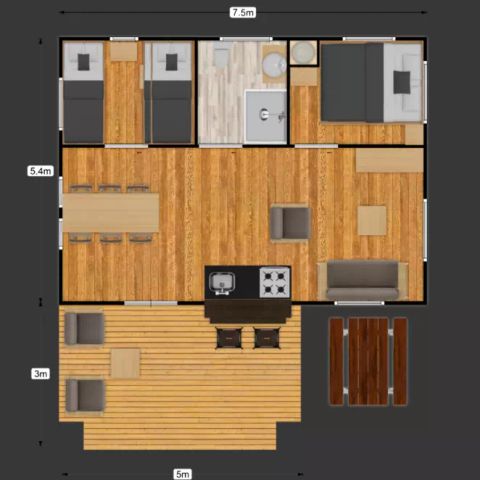 TENT 5 personen - Luxe Lodge 3 Kamers 4/5 Personen
