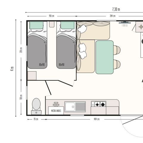 Stacaravan 4 personen - voor 4 personen in zone R