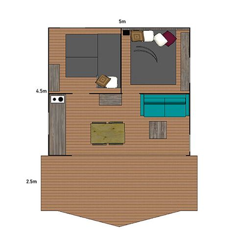 Tent 5 personen - Lodge Riada 2Ch - Zonder sanitair