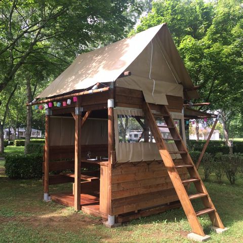 Tente en toile et en bois 2 personnes - Bivouac 2 personnes - sans sanitaires