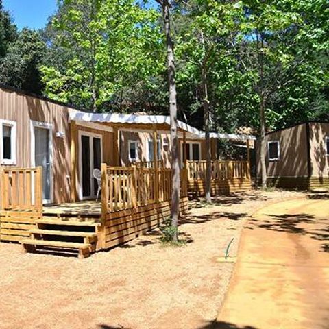 Mobilheim 6 Personen - Komfort | 3 Zi. | 6 Pers. | Erhöhte Terrasse | 1 Bad | Klimaanlage