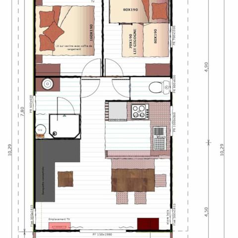 Chalet 5 persons - Eco-Lodge - VIP 35m² with playground view - 2 bedrooms - 1 bathroom - Bed linen provided