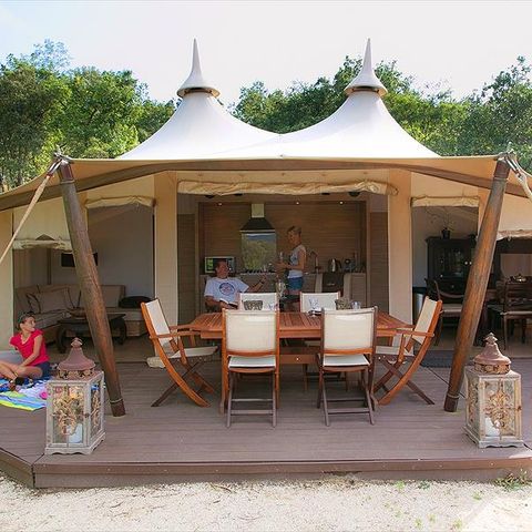 TIENDA DE LONA Y MADERA 4 personas - Casa Real
