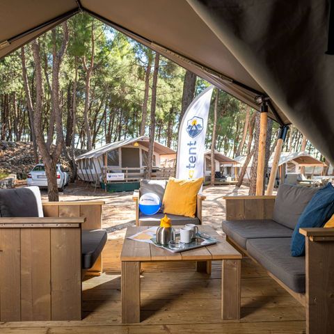 TENDA IN TELA E LEGNO 5 persone - Tenda safari Comfort + aria condizionata