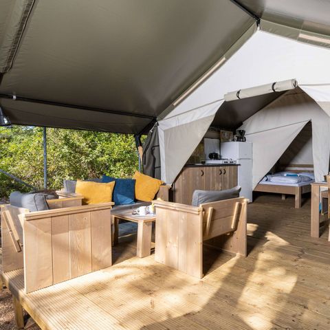 TENDA IN TELA E LEGNO 5 persone - Tenda safari Comfort + aria condizionata