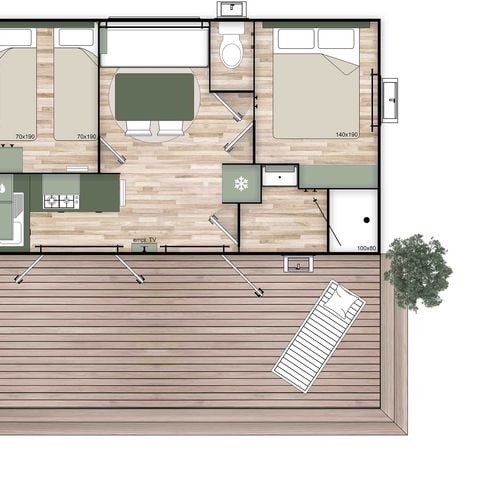 Stacaravan 4 personen - PREMIUM 24m²
