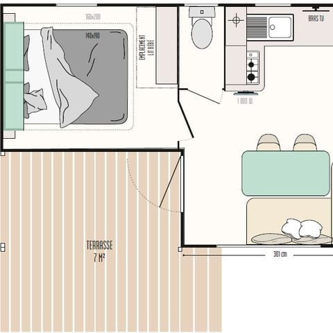 MOBILE HOME 5 people - PICOLAT 2 bedrooms air-conditioned new 2026