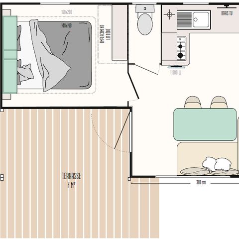 MOBILE HOME 5 people - PICOLAT 2 bedrooms air-conditioned new 2026