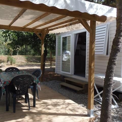 Mobilheim 2 personen - Mobilheim 2 pers ASTRIA 16m² klimatisiert + überdachte Terrasse 10m²