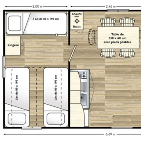 Mobile home 5 persons - Mobilhome DOMINO 25m² AIR CONDITIONED + 10m² covered terrace