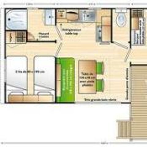 Mobilheim 4 personen - Mobilheim LOGGIA 25m² KLIMATISIERT + halbüberdachte Terrasse 8m²