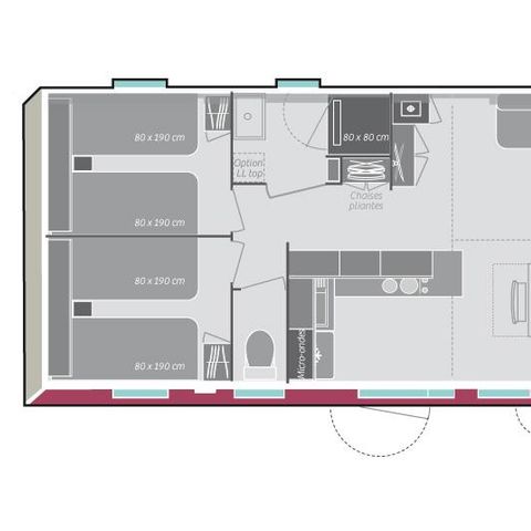 BUNGALOW 8 personnes - Mobil-home Premium K 40 m² - 3 chambres - climatisation